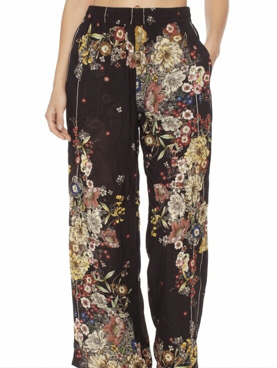 Zara Pants - Zara Black Floral Wide-Leg Pants Zize M